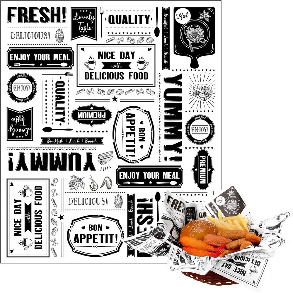 

400 Pack Grease-Resistant Wax Paper Sheets, 13x15.8 Inches, Waterproof for Food Baskets, Sandwich Wraps, and Kitchen Use