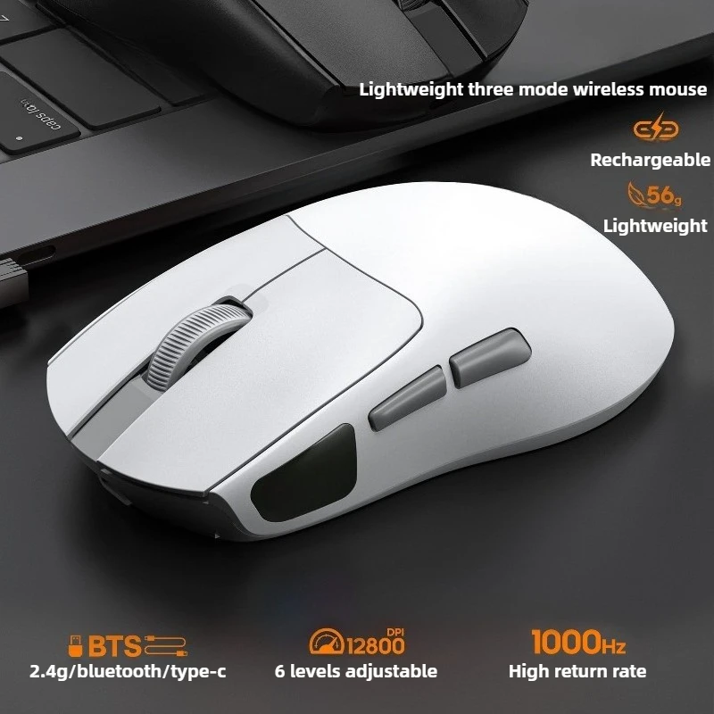 

Rechargeable Lightweight Wireless Bluetooth Three Mode Mouse Designed for Ergonomic Comfort forGamersWritersandProfessionalUsers