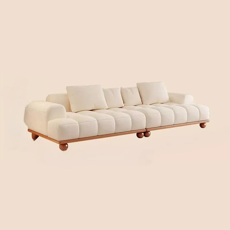 

French antique style, sofa, oil wax leather piano keys, software, light luxury minimalism