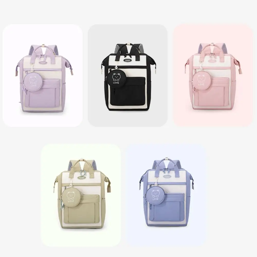 Sweet Casual Student Schoolbag Large Capacity Simple Travel Backpack Book Bag Waterproof Nylon Shoulder Bag Outdoor