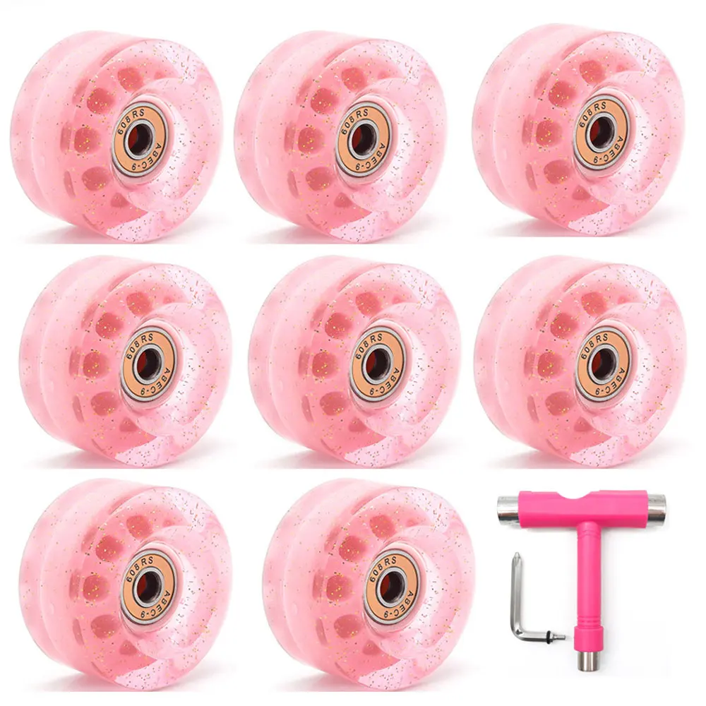 58x32mm Wheels For Double Row Roller Skates Non-Flash 82A 608RS Bearings Skateboard Replacement Wheel Accessory AMB282