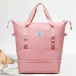 Bolso de viaje para mujer, bolsa de hombro informal de alta calidad, con doble cremallera y expansión, grande, a la moda, novedad de 2024