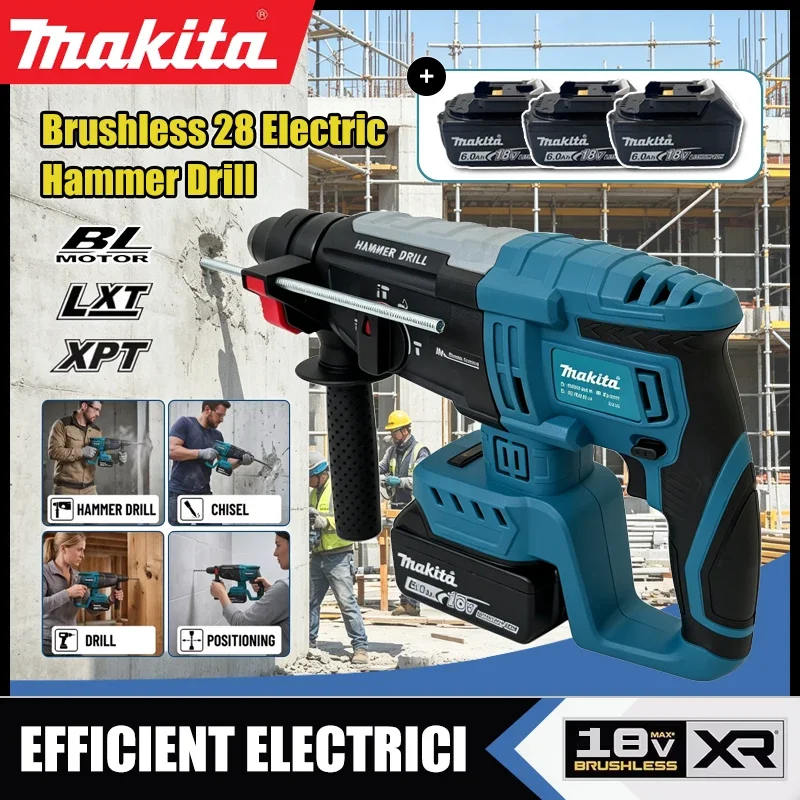 Furadeira Rotativa Sem Fio Makita com Motor Sem Escovas, Ferramentas Elétricas Compatíveis com Bateria Makita 18v