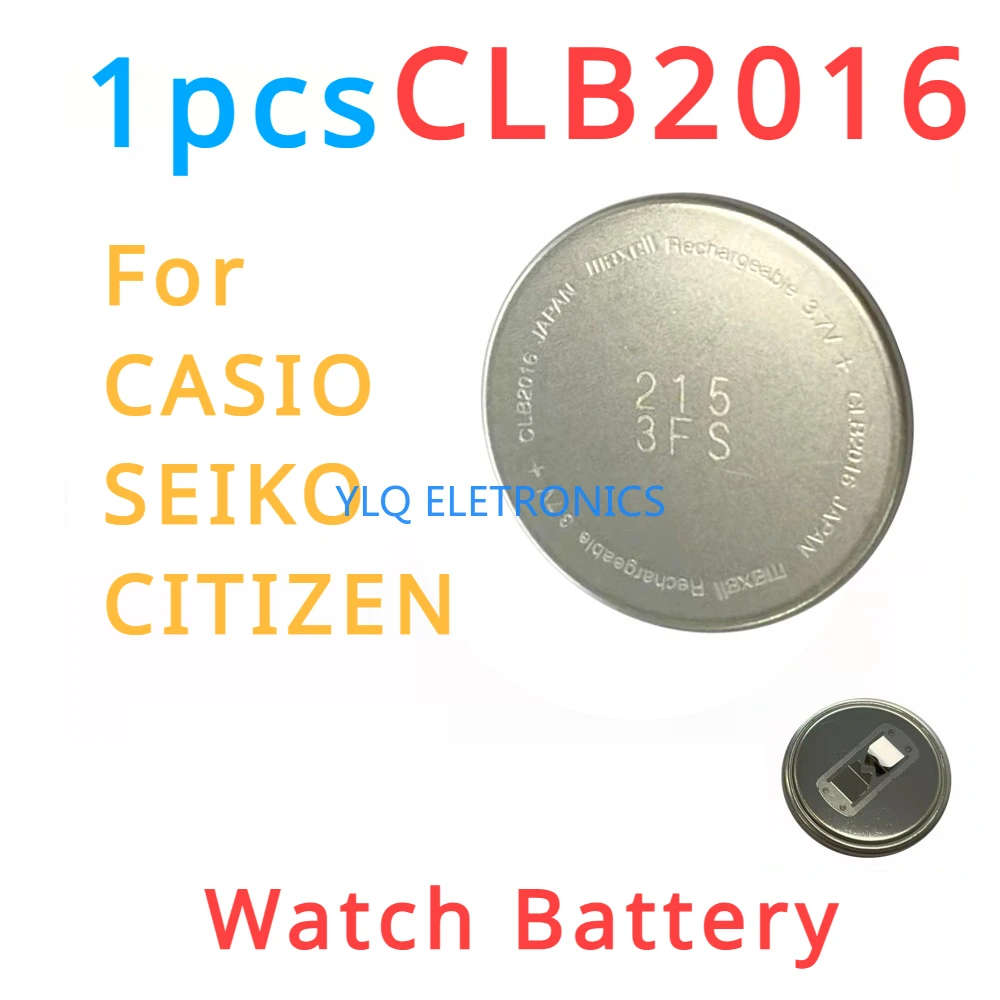 

1pcs CLB2016 Photokinetic energy solar charging battery CLB 2016 3.7V for Casio GPW-1000 Citizen SEIKO CLB-2016