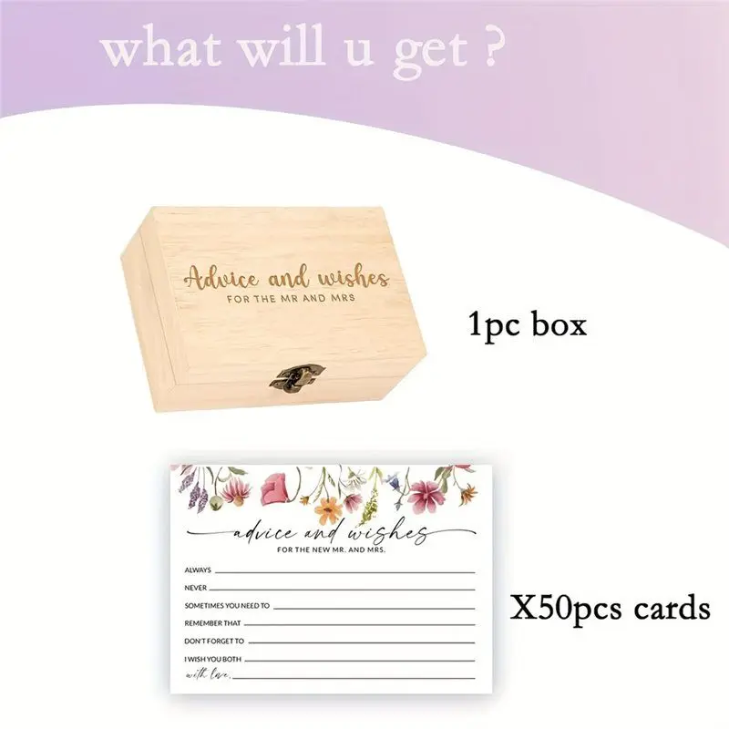 【BRILLIANT 】Metal Lock Wooden Storage Box 50 Card Postcard Organizer Wedding Advice Card For Home Party Decor