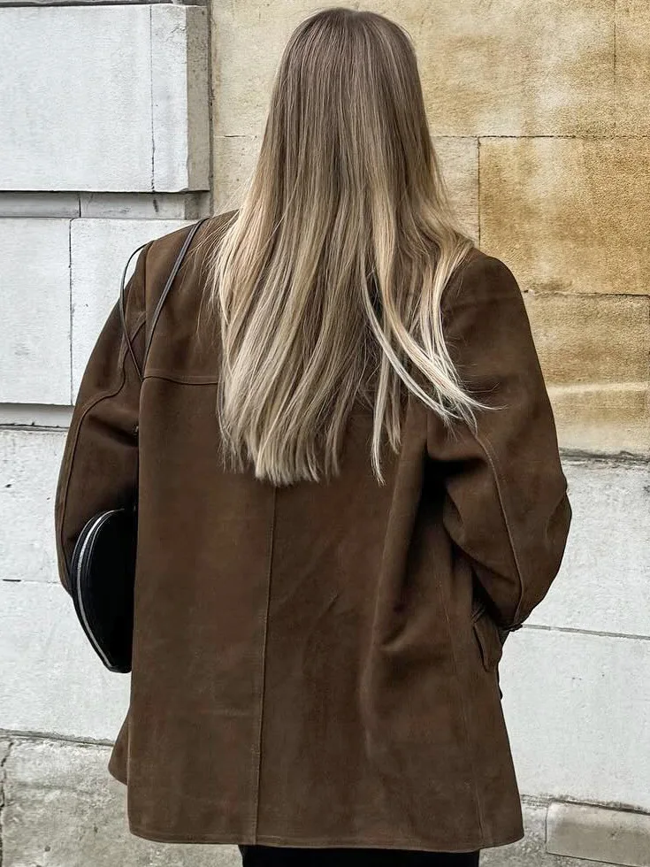 Autunno Casual Loose Fit Lungo Sve Colletto con bottoni Jaet Cappotto di lana da donna Faion in puro colore