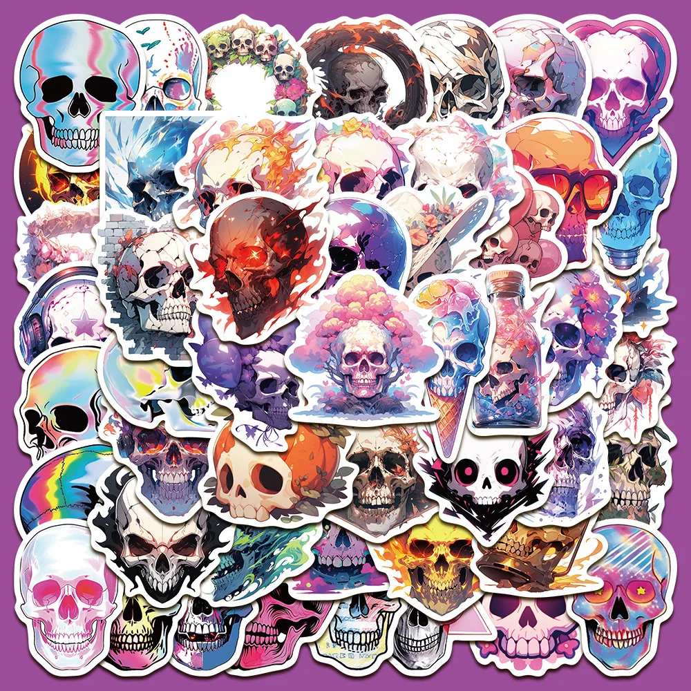 

50pcs Cartoon Punk Skull Series Graffiti Stickers Suitable for Helmets Desktop Wall Decoration DIY Sticker Pack Wholesale