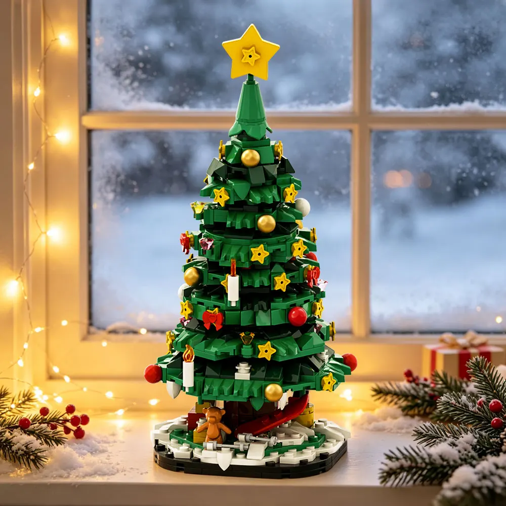 Christmas Tree Building Blocks Kit Festive Series 633PCS Holiday Display Home Decor Brick Toy Adult Gift For Family Friend