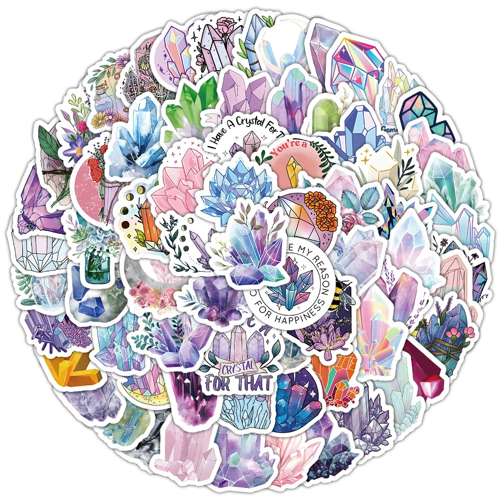 10/30/50/100pcs Cartoon Cute Crystal Stickers Pack Aesthetic Decals Decoration DIY Scrapbook Laptop Phone Waterproof Sticker Toy