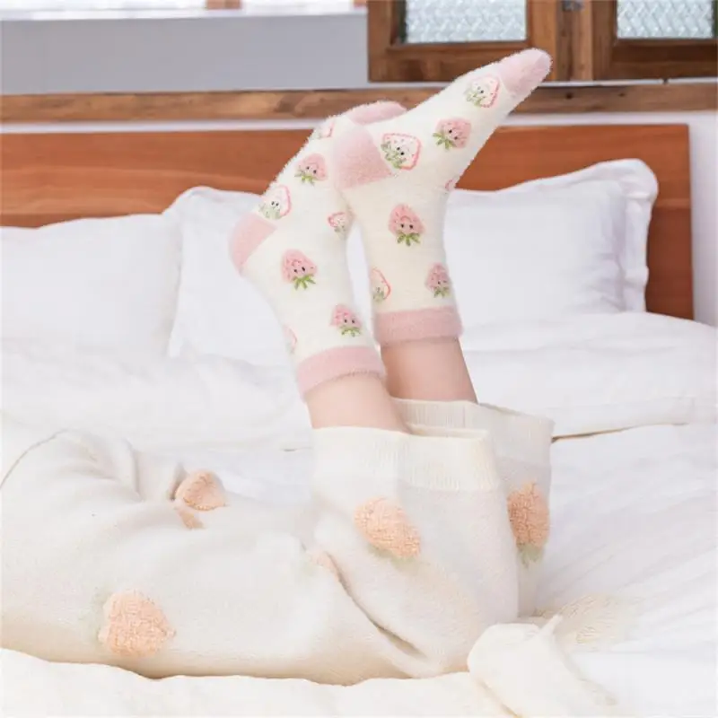 Mink Velvet Material Floor Socks Quente e Fofo, Meias Fofas Únicas, Meias de Travesseiro Únicas, 1 Pc, 3 Pares, 5 Pares