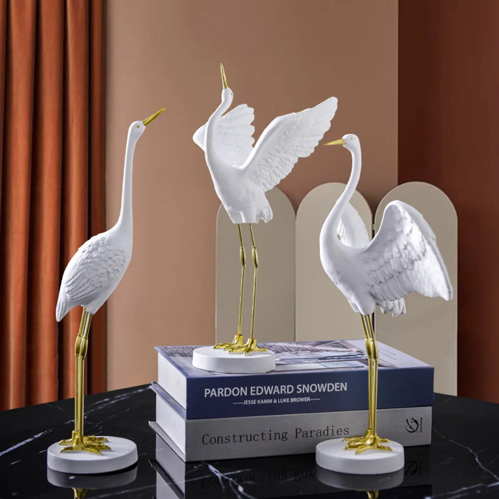 

1pc Resin Crane Crafts Elegant Crane Decor Delicate Ornament For Home Office Decoration Stylish Household Adornment Vivid