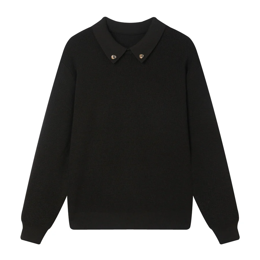 

Новое поступление, мужской модный джемпер, осень-зима 2022, модный свитер с воротником-поло, теплая одежда с длинными рукавами, пуловер, вязаные топы