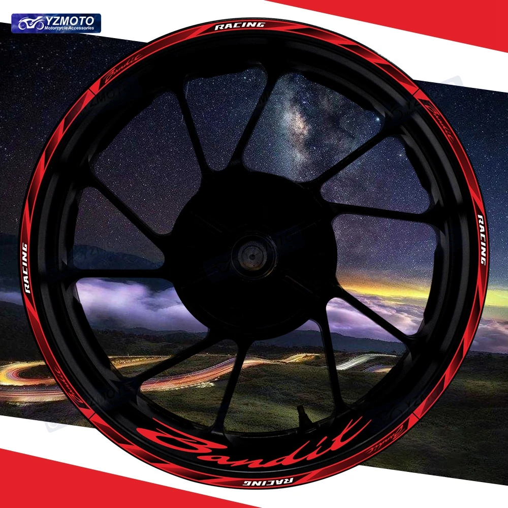 

Для мотоцикла Bandit 17-дюймовая наклейка на переднее и заднее колесо, наклейка на ступицу, модифицированная светоотражающая водонепроницаемая декоративная наклейка на обод