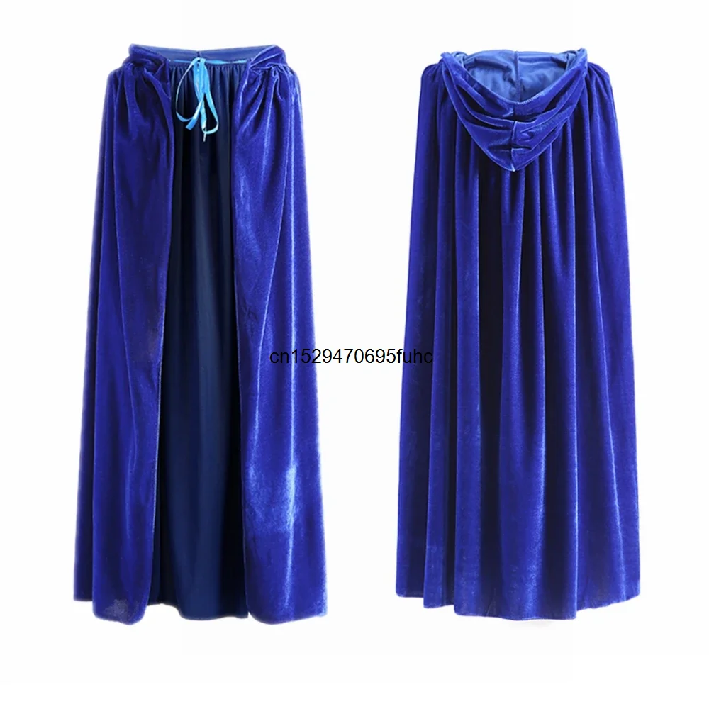 Medieval Velvet Cloak Halloween Witch Wicca Vampire Cosplay Costume Red Cape for Adult Kids Hooded Robe Carnival Outfit Cover