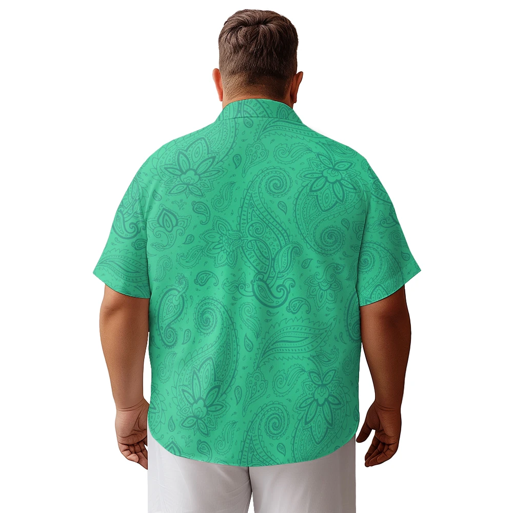 Fun green Love skeleton hand print men's casual short-sleeved Polo shirt summer loose large size lapel thin T-shirt top