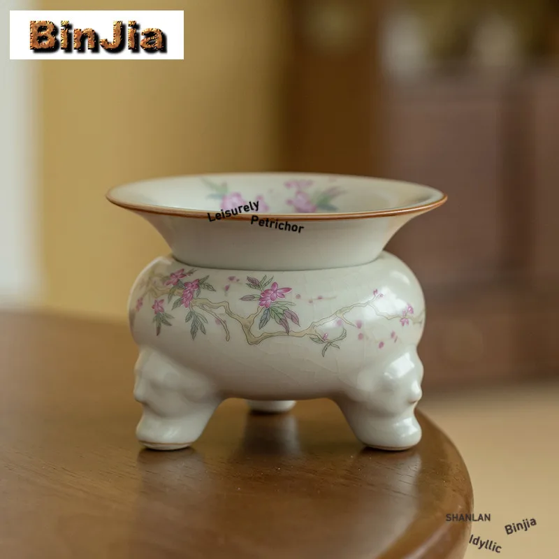 

Ручная роспись с цветком персика Tripodia, сепаратор для чая, эстетическое ситечко для чая, диспенсер для заваривания чая, фильтр для чая, посуда для напитков, подарок