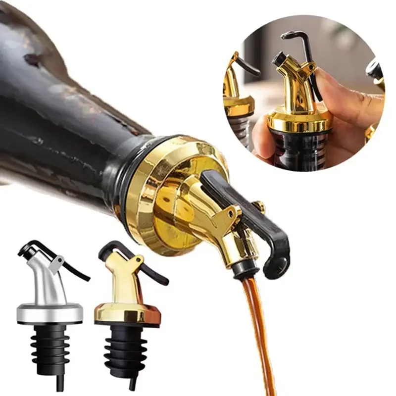 Tapón de silicona dorado para botella, dispensador de aceite de oliva y vinagre a prueba de fugas, boquilla creativa para cocina y hogar, 3 uds.