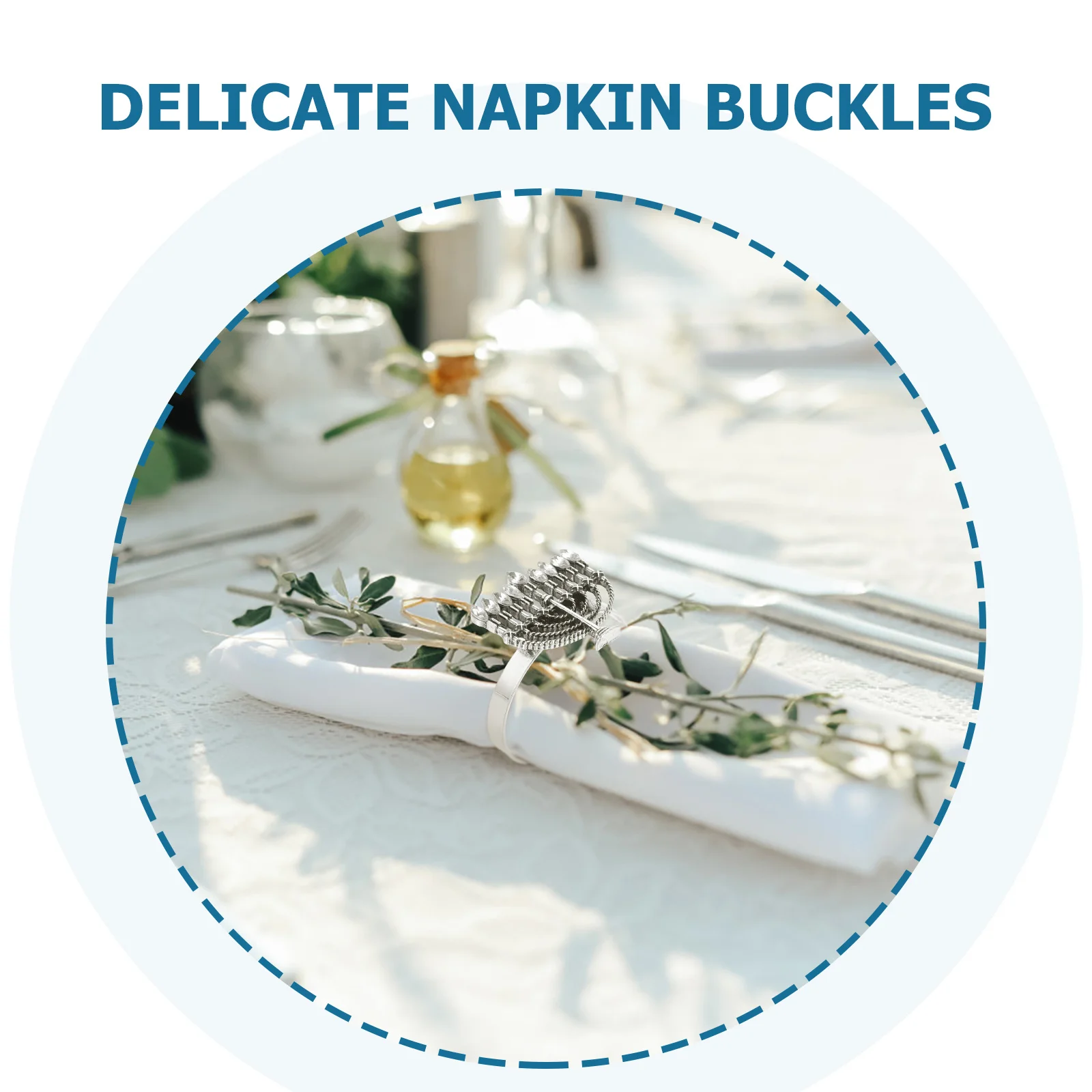 

4Pcs Napkin Rings Vintage Style Metal Rhinestone Decorative Buckles for Dinning Table Party Wedding Events Napkin Holder