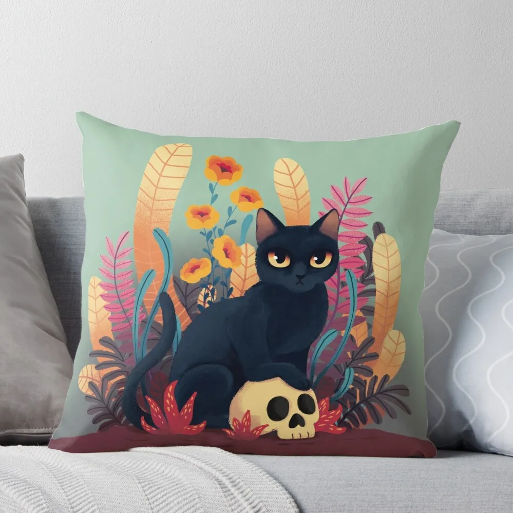 

Skull kitty Throw Pillow Decorative Cushion Cover Cushion Cover ornamental pillows for living room