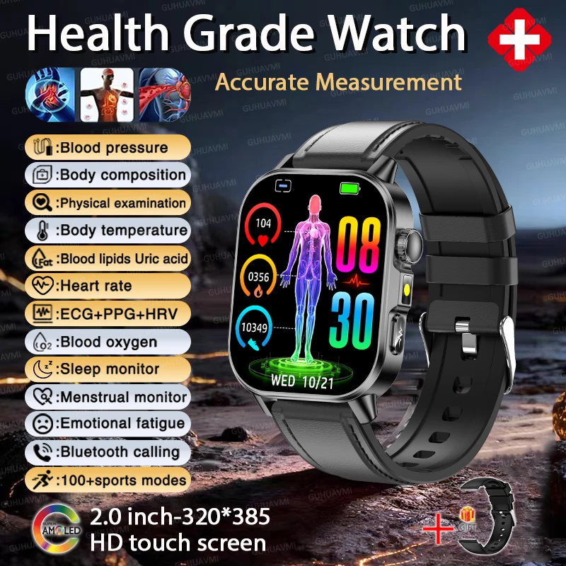 Nursing Grade ECG+PPG Smart Watch for Men, AMOLED Screen