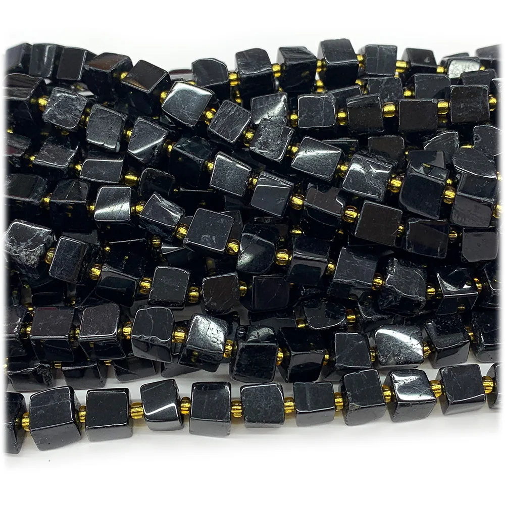 

Veemake Natural Black Tourmaline Free Form Cube Loose Beads For Jewelry Making 08236