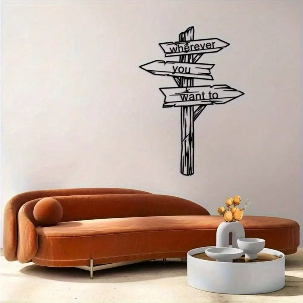 Premium Metal Wall Art Compass Arrow Quote Sign Rustproof Decor for Entryway Indoor Home Wall Hanging