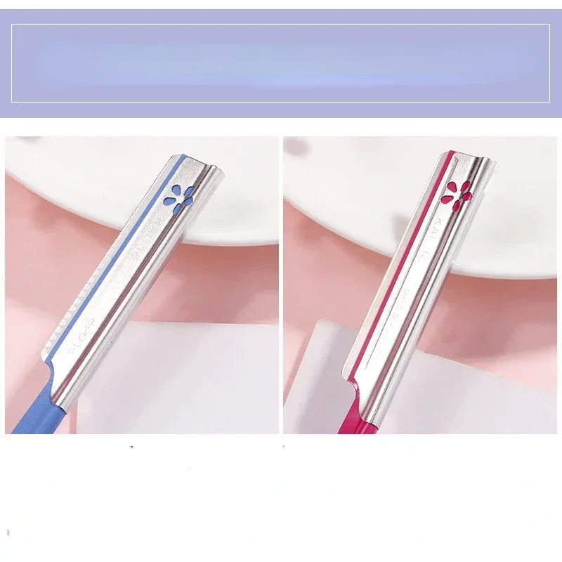 메이크업 뷰티 눈썹 제모 스타일링 도구, 얼굴 면도 트리머, 여성용 5개 스틸 블레이드 눈썹 제모기 세트
