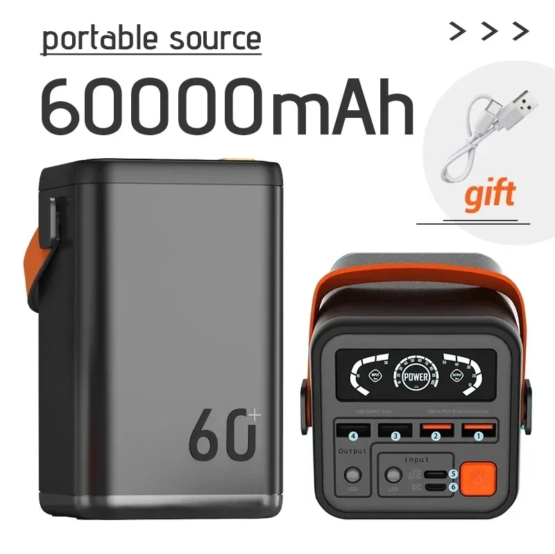 

2024 60000mAh outdoor portable mobile power supply with external battery pack PD 30W fast charger suitable for Xiaomi iPhone