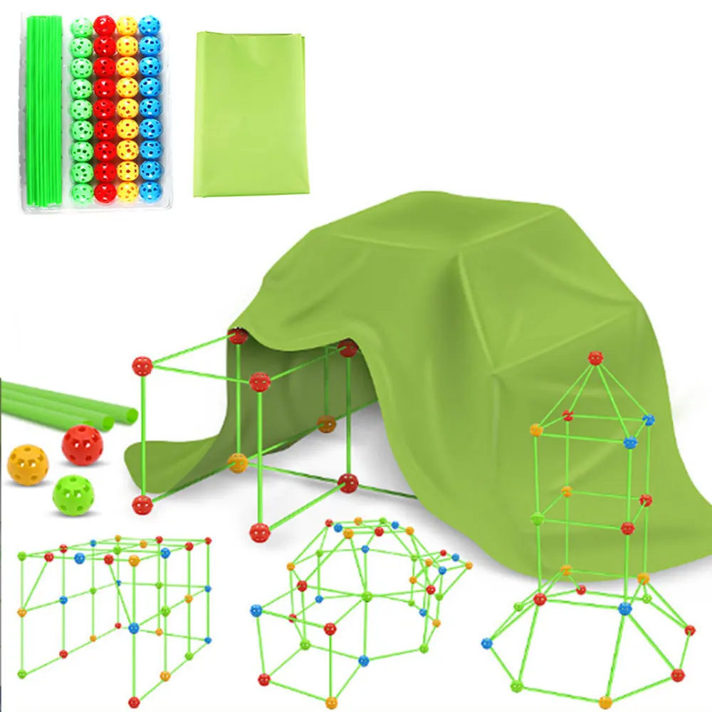 Kit de blocs de construction de fort créatif pour enfants, tente intérieure, balle en plastique ABS, jeux de bricolage, jouets pour enfants, cadeaux pour enfants, haute qualité