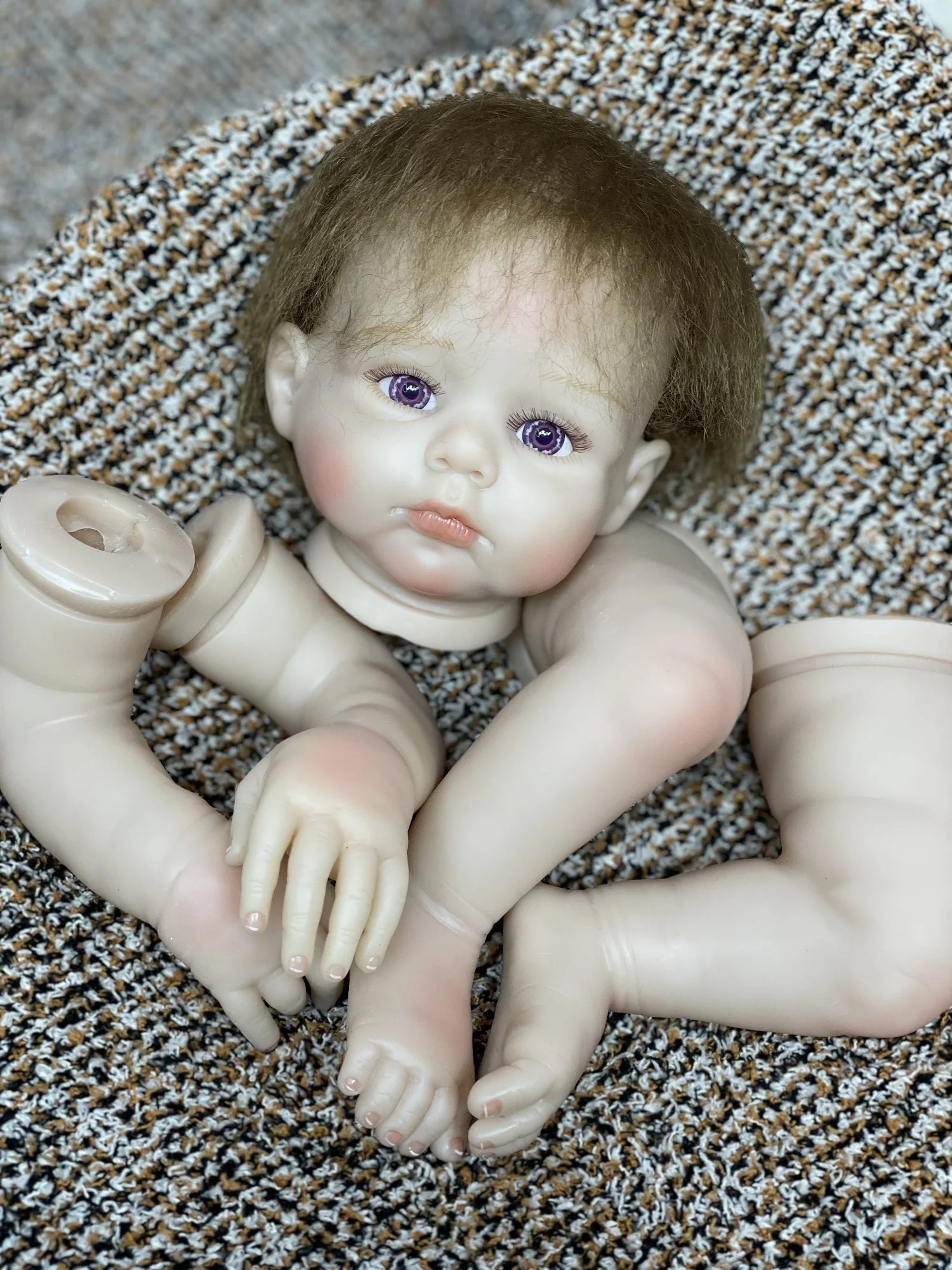 50cm Open Eyes Unassembled Bebe Kit Reborn With Rooted Hair DIY Kits Painted Skin Handmade Lifelike Reborn Dolls