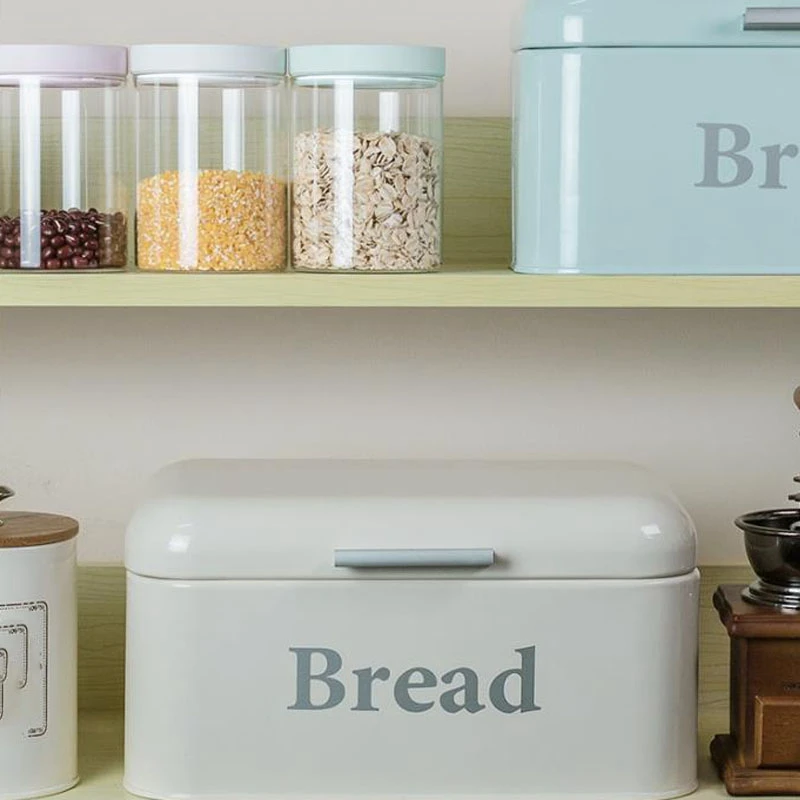 

ABXD Vintage Bread Box Cupboard Iron Snack Box Desktop Finishing Dust-Proof Storage Box Storage Bin Keeper Food Kitchen Shelf Dé