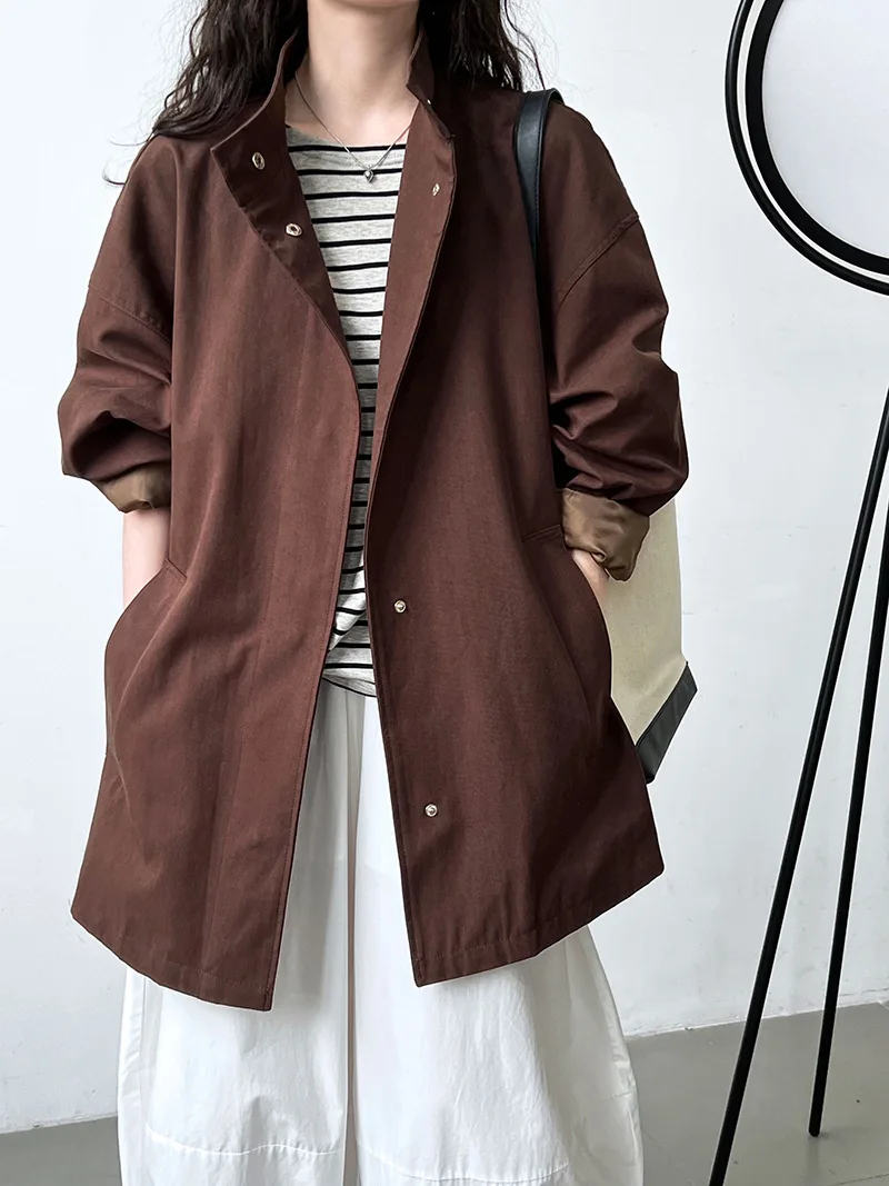 LANMREM Temperament Short Trench For Women Lapel Single Breasted Solid Color Pockets Design Coat 2026 Spring Autumn New 2Z2225 10 IMG_7892(20230920-152318).jpg