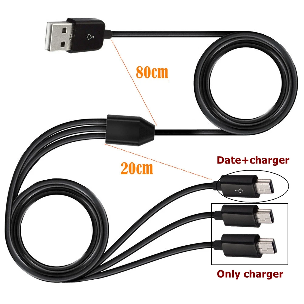 USB2.0 Type A Male to 3 Mini USB B Male 5 pin Data Charge Connector Cable 480Mbp Sync Power Cable Splitter for Phone High Speed