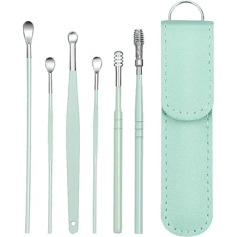 6 Pcs Ear Wax Removal Kit Ear Cleaner Tool: Ear Scope with Stainless Steel 360° Spiral Ear Massage Cleaning, HJ