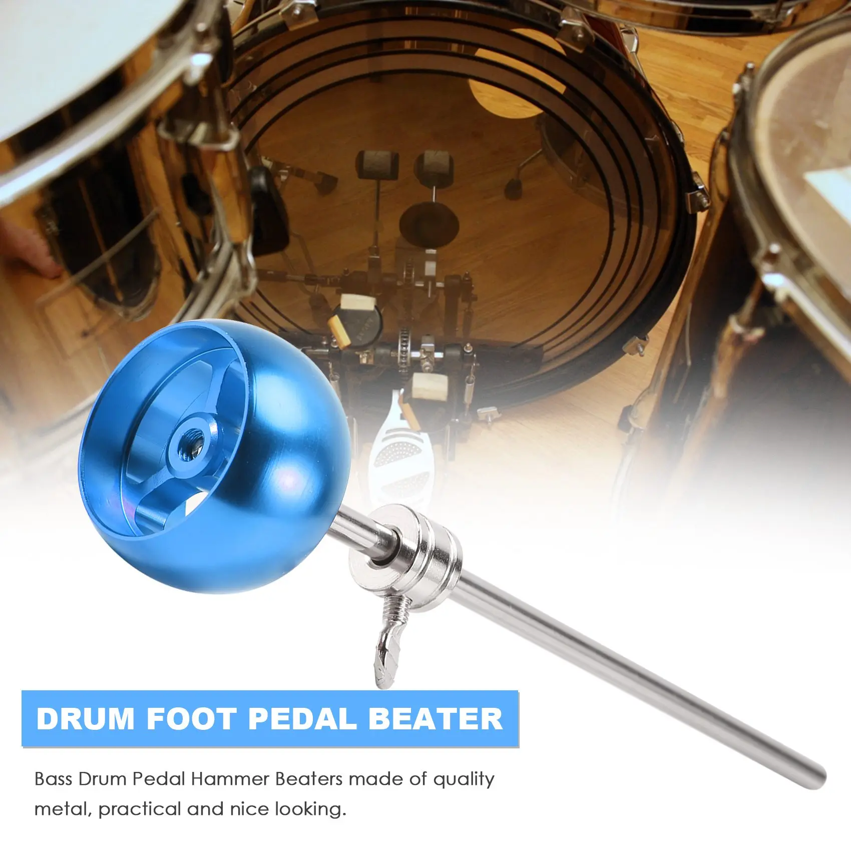 A74K-Aluminum Alloy Bass Drum Pedal Beater Kick Drum Foot Pedal Beater Percussion Instrument Accessory Part