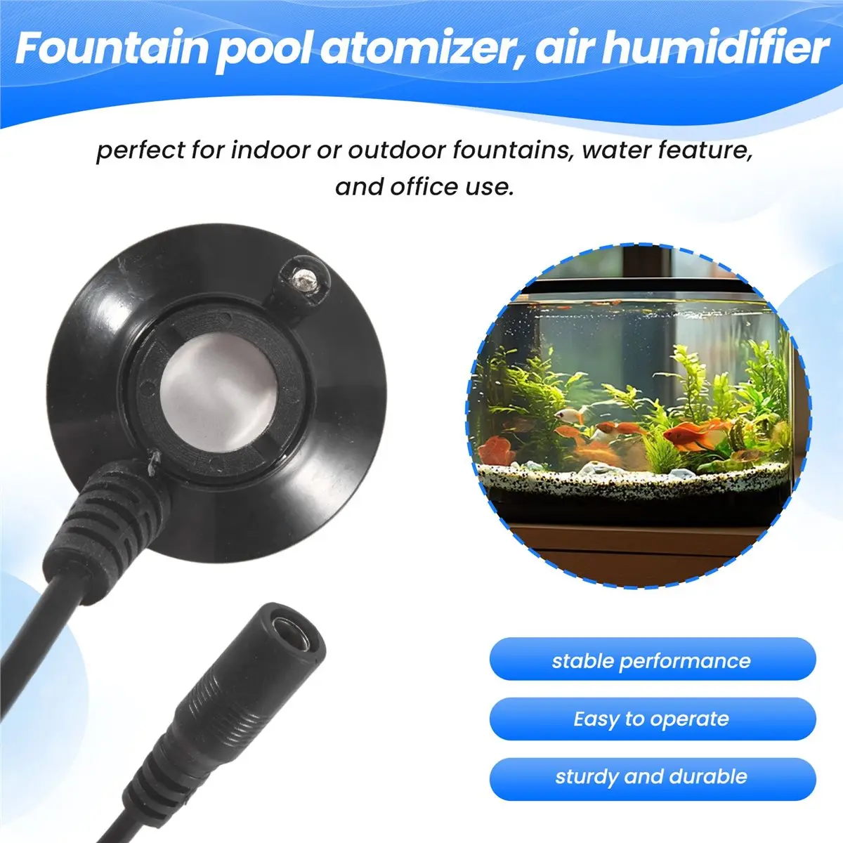 A46U Ultrasonic Mist Maker Fogger Water Fountain Pond Atomizer Air Humidifier