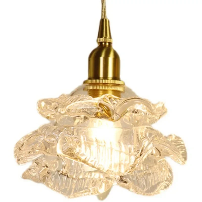 New Retro Light Luxury Rose Glass Chandelier Daily Lighting Living Room Bedroom Study Chandelier Restaurant Bar Lighting Hot