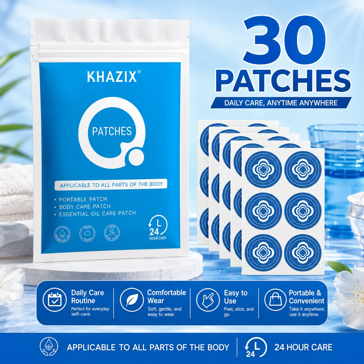 30Pcs Energy Patches Natural Ingredients Vegan Friendly Daily Energy Boost Patch Portable Body Stickers for Work Travel Sports view 5
