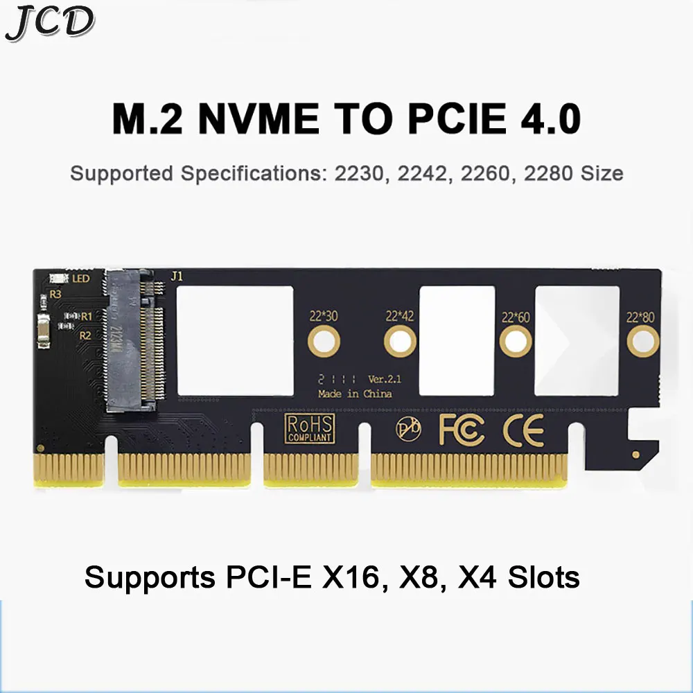 

JCD 1pc M. 2 NVME SSD to PCIE 4.0 x4 x8 x16 Desktop SSD Solid State Drive Adapter Card Expansion Card 2230 2242 2260 2280 Size