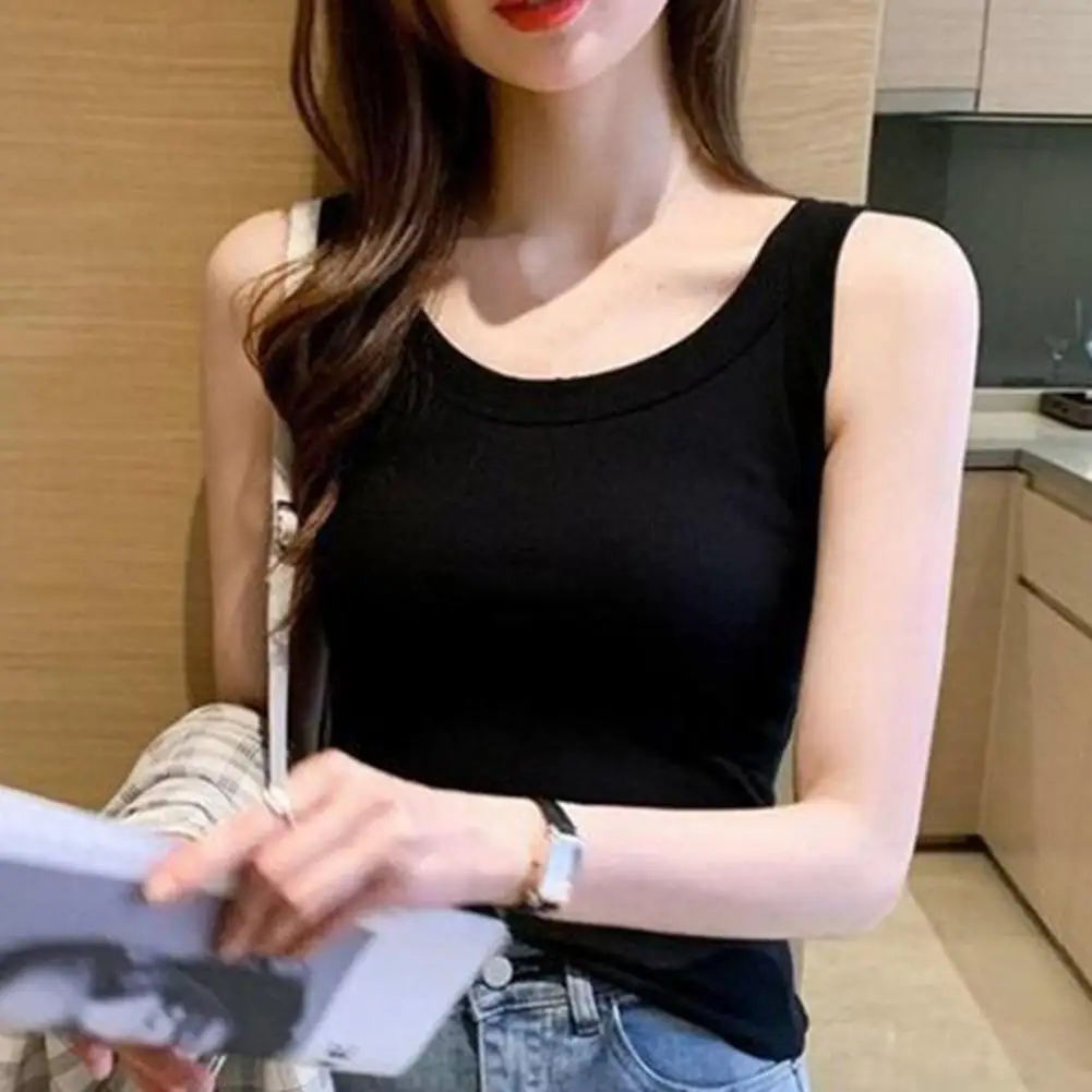 Top Stylish Tank Tops for Women Slim-fit Solid Color Camisole with Soft Elastic Material for Wear Sports Activities Women Vest