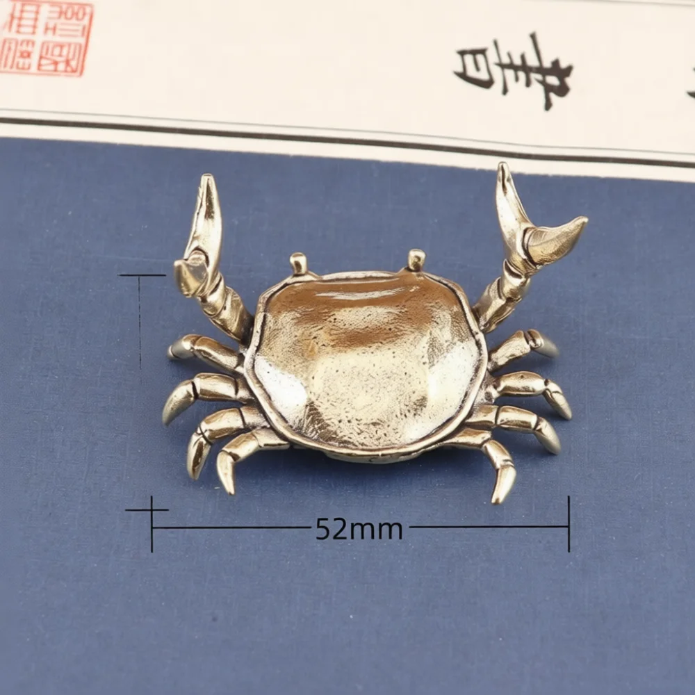Artistic Solid Brass Crab Figurine Desktop Ornament Retro Metal Pen Stand Vintage Craft Decoration Tea Pet Gift Home