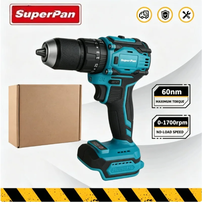 

Беспроводная дрель 1700 об/мин, 60 Нм, для аккумуляторов DeWalt/Makita/Milwaukee, бесщеточный инструмент SuperPan (без аккумулятора и зарядного устройства) для DIY