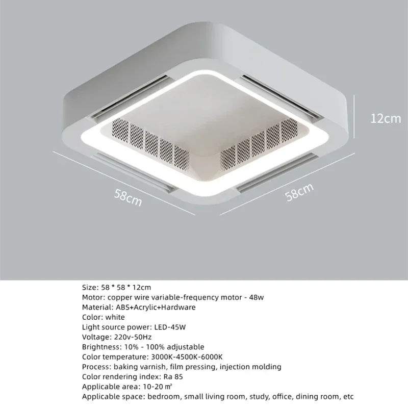 Imagem -06 - Invisible Bladesess Teto Ventilador Lâmpada com Luz Controle Remoto sem Lâminas dc Led Circulador Decoração para Quarto e Sala de Estar