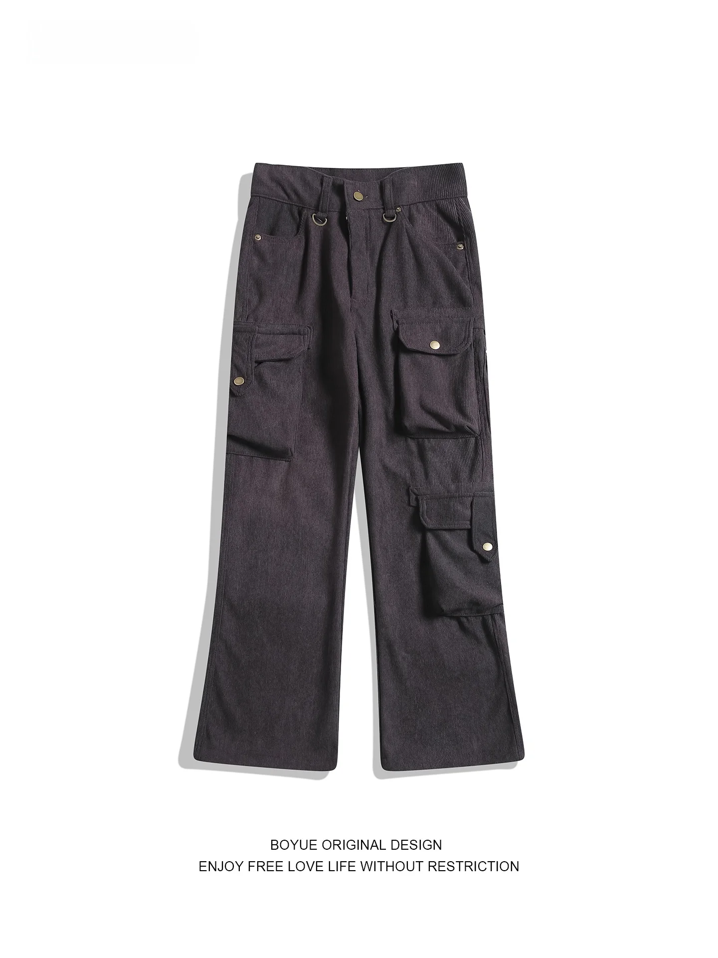 

Boyue American Retro Workwear Sle Loose Straight Leg Jeans Men's Women's Multi-ket Design Trendy Long Pants