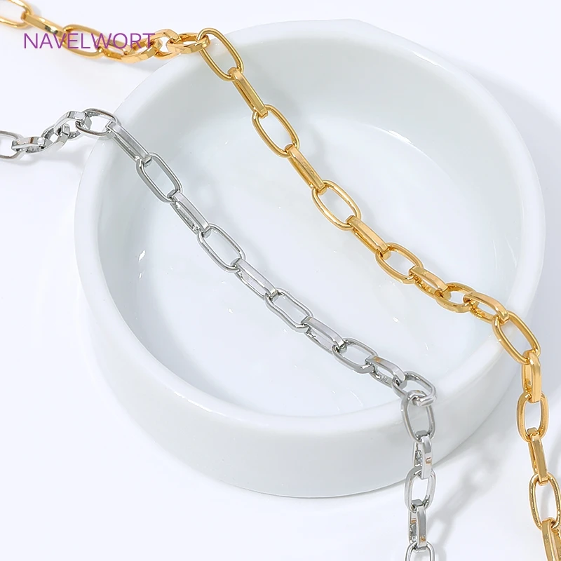 Wholesale Bulk Chains 18K Gold Plated Brass Flat Oval Cable Chain For Jewelry Making,DIY Handmade Necklace Making Supplies view 3