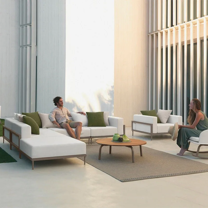 

Outdoor aluminum alloy fabric sofa Nordic living room combination leisure villa balcony sun room courtyard outdoor furniture