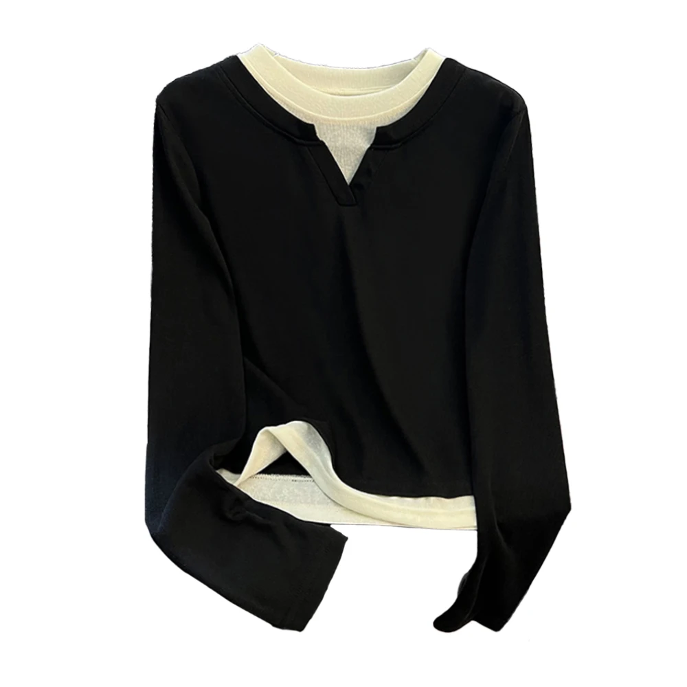 

Блузка Женская осенне-зимняя однотонная с длинным рукавом и круглым вырезом