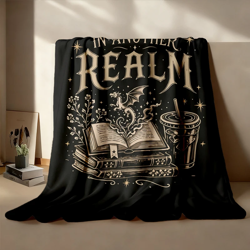 Fantasy Reader Flannel Blanket, Romantasy Dragon Book Lover Gift, Fantasy Bookworm Flannel Throw