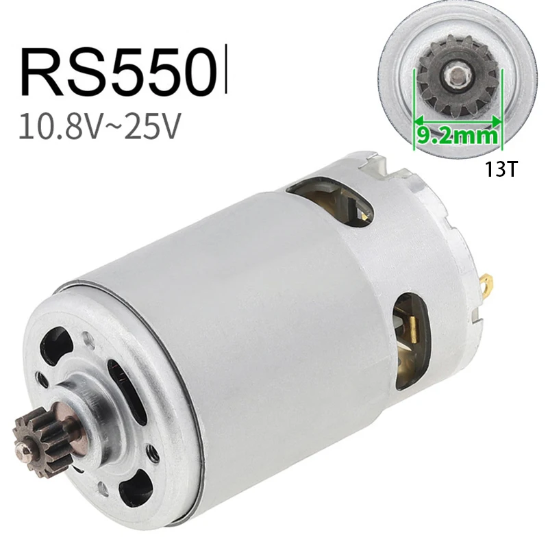 RS-550 Motor 0/9/11/12/13 Teeth DC 10.8V 12V 14.4V 16.8V 18V 21V 25V High Speed Large Torque for Electric Hand Drill Garden Tool