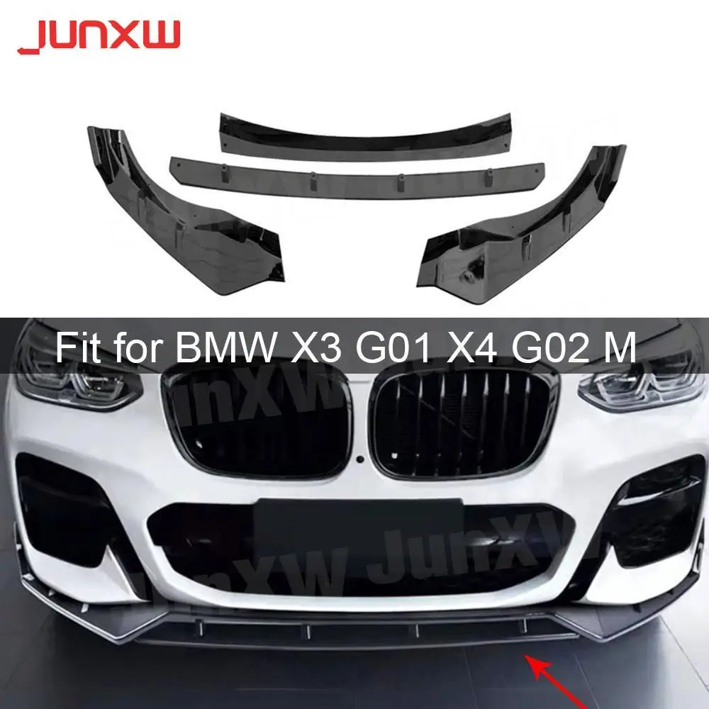 

ABS Gloss Black Red Material Car Front Bumper Lip Chin Spoiler Covers Fits For BMW X3 G01 X4 G02 M Sport 2019-2021